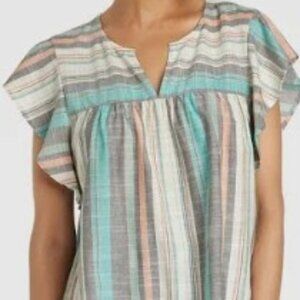Knox Rose Striped Multi-color Flutter Sleeve Top